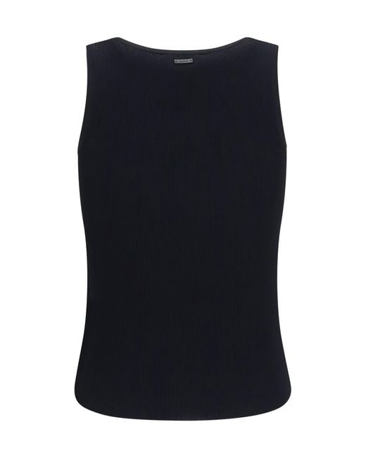 Max Mara Black Ribbed Jersey Tank Top Viscose; Polyester
