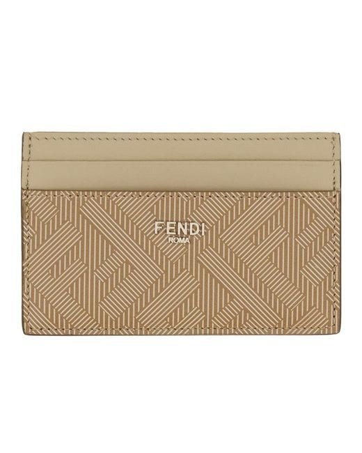 Fendi Natural Card Holder Shadow Leather Wallets & Purses for men