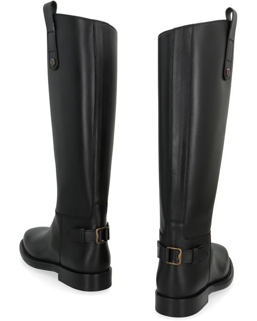 Burberry Black Cavalier Leather Boots Calfskin