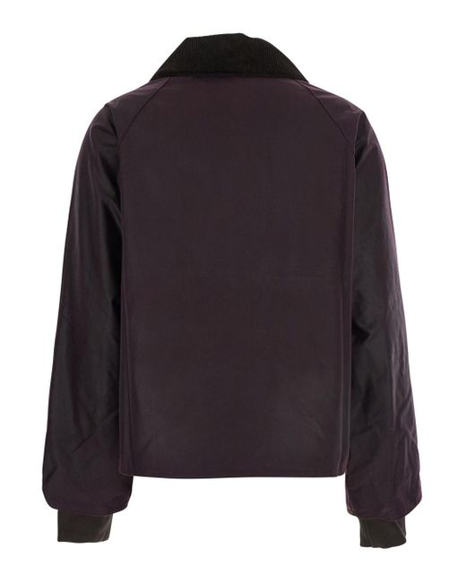 Barbour Black Bordeaux Jacket With Ribbed Collar And Front Zip Pocket