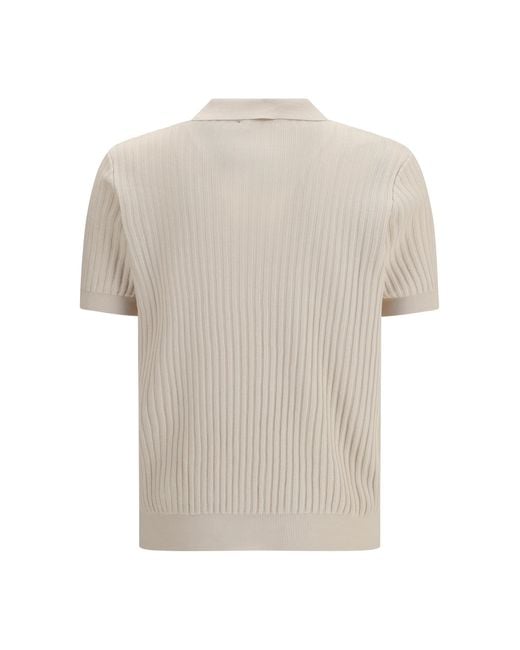 Roberto Collina White Ribbed Polo Cotton Shirts for men