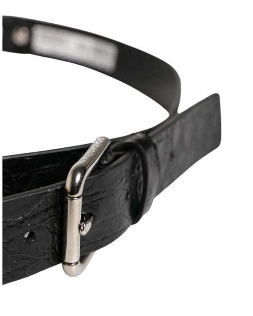 Dolce & Gabbana Black Exotic Leather Metal Buckle Belt Eel Caiman Moluro Python