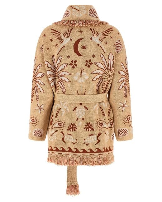 Alanui Brown Echoes Of The Island Cardigan Wool Sweater, Cardigans