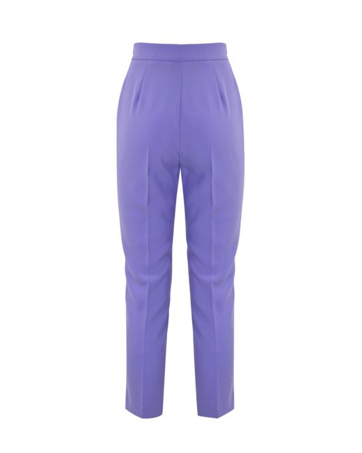 Elisabetta Franchi Blue Straight Trousers With Buckle