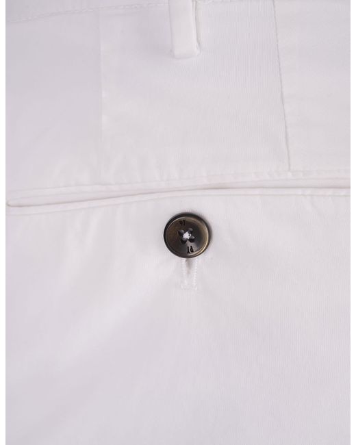PT01 White Stretch Cotton Classic Trousers for men