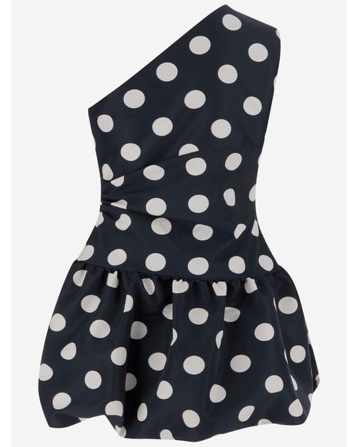 Patou Blue Polka Dot One Shoulder Dress