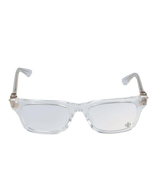 Chrome Hearts White Logo Rectangle Transparent Glasses