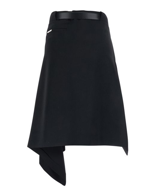 The Attico Black Skirt With Waist Belt — Wool