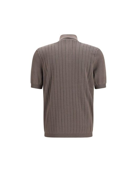 Brunello Cucinelli Brown Cotton Polo Shirt for men