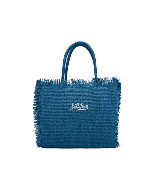 Mc2 Saint Barth Blue Vanity Straw Denim Bag
