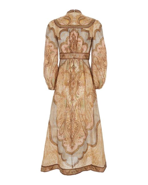 Zimmermann Natural Wanderlust Printed Linen Shirt Dress