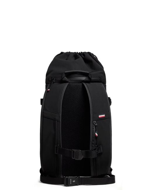 Moncler Black Nylon Backpack With Logo Patch for men