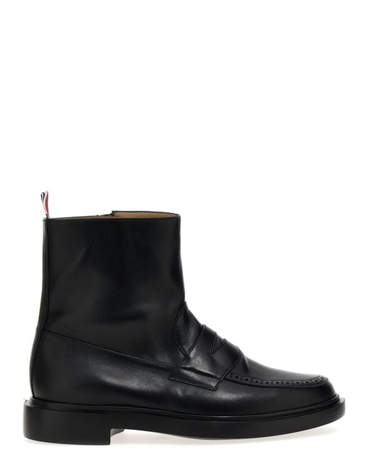 Thom Browne Black Penny Loafer Boots, Ankle Boots for men