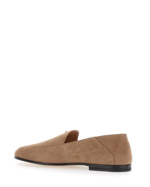 Tod's Brown Loafers Suede Sheep Leather