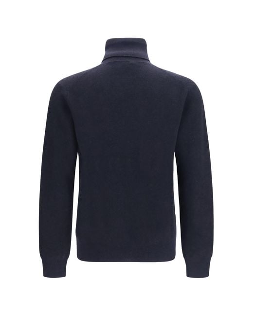 Brioni Blue Wool And Cashmere Turtleneck Sweater for men