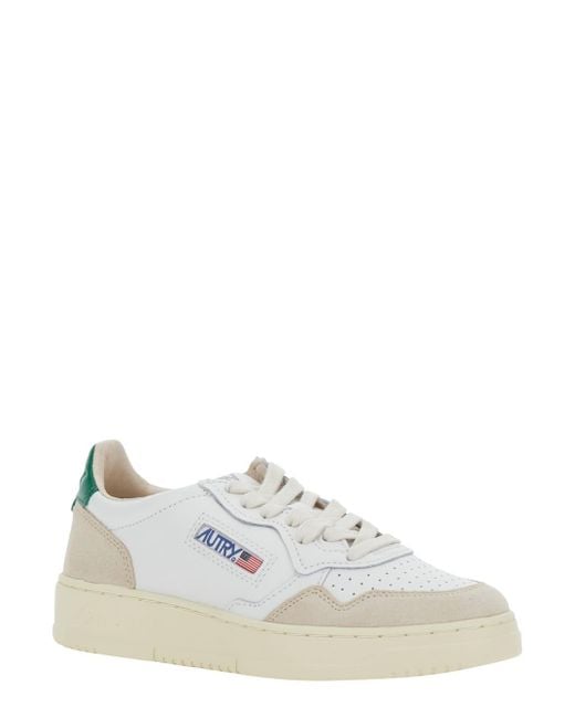 Autry White Medalist Low Top Sneakers With Suede Details