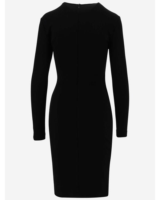 Pinko Black Stretch Viscose Jersey Midi Dress