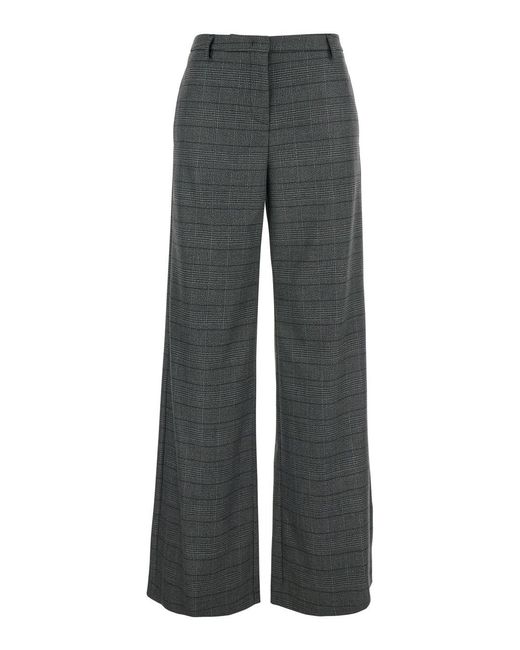 Le Plain Gray Trousers With Striped Motif