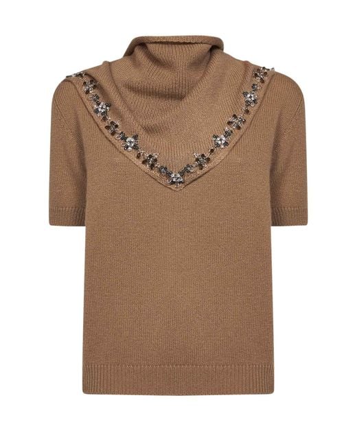 Prada Brown Cashmere Sweater With Scarf