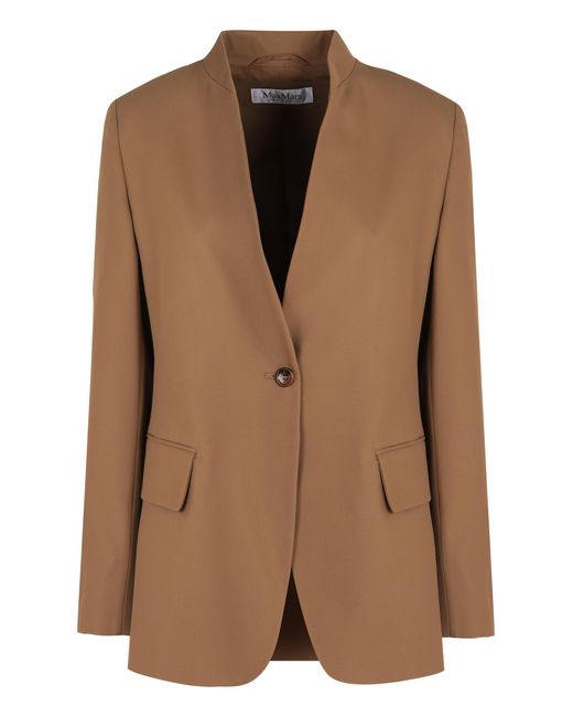 Max Mara Brown Single-Breasted Jacket Segnale Cotton Blazers