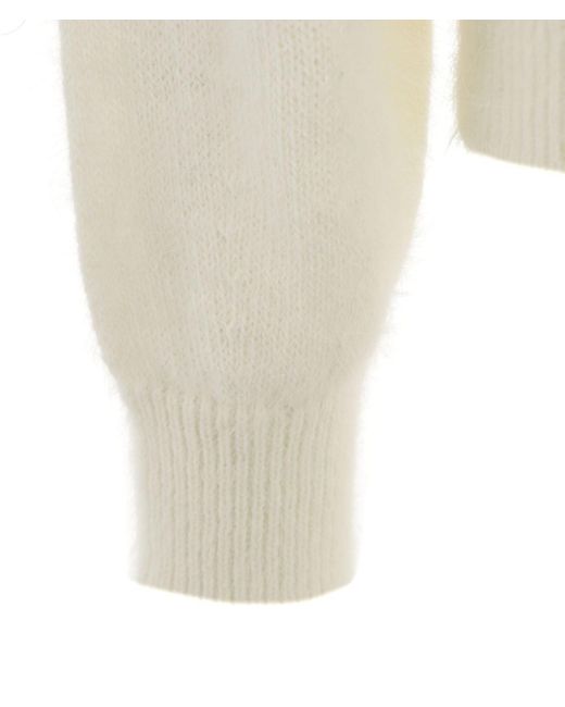 Roberto Collina White Wool-Blend Knit Pullover