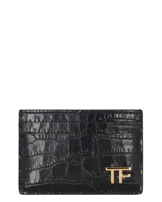 Tom Ford Black Leather Card Holder for men