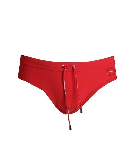 Dolce & Gabbana Red Swim Briefs In Run-resistant Technical Fabric for men