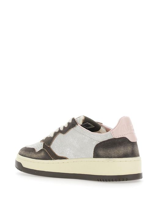 Autry White Sneakers Leather Upper Suede Laminated Cow Trainers