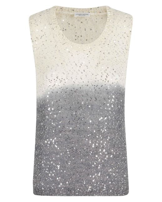 Roberto Collina Gray Canotta Paillettes Poliammide Cotone Top