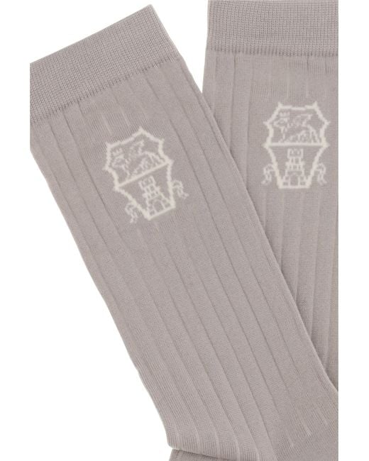 Brunello Cucinelli Gray Cotton Socks for men