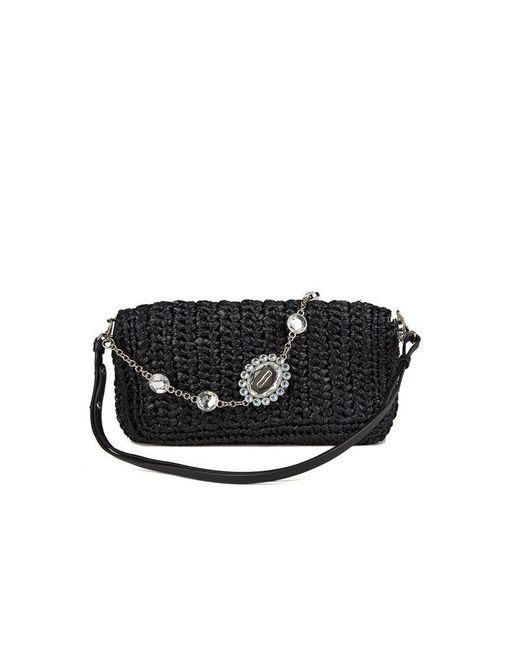 Miu Miu Black Miu Crossbody Bag Lambskin Crossbody-Bags