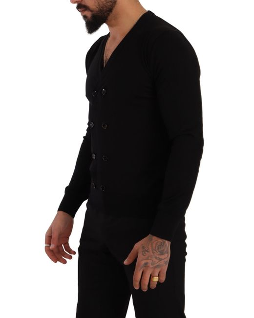 Dolce & Gabbana Black Cashmere Button Down Cardigan Sweater Clothing for men