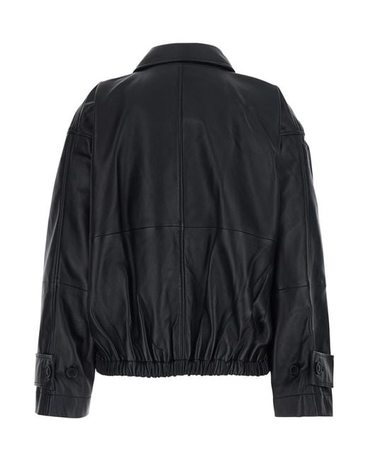 Rohe Black Blouson Jacket Lamb Leather Coat