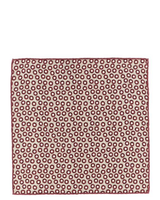 Brunello Cucinelli Red Polka Dot Silk Pocket Square