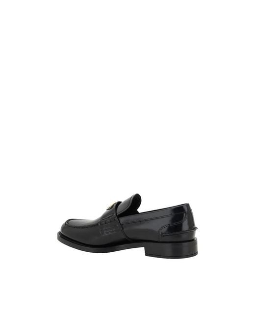 Prada Black Leather Logo Loafers