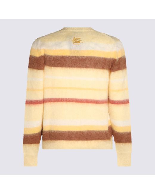Etro Orange Cream Mohair And Wool Blend Stripe Sweater for men