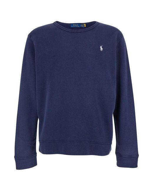 Polo Ralph Lauren Blue Sweatshirt Crewneck Cotton for men