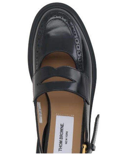 Thom Browne Black Cut Out Detailed Slingback Penny Loafers