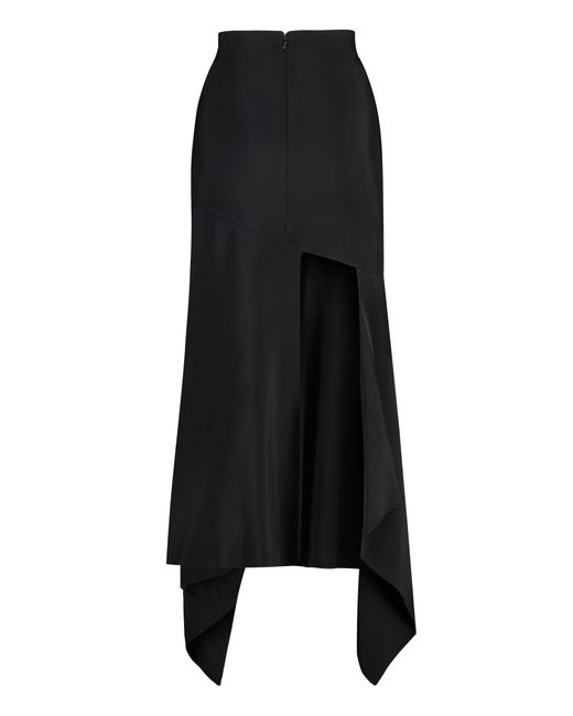 Mugler Black Gabardine Midi Skirt Viscose