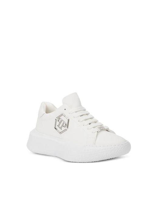 Philipp Plein White Godzilla Hexagon Logo Chunky Sneakers Shoes for men