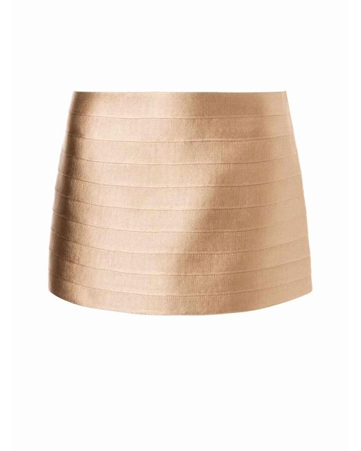 Alberta Ferretti Natural Satin Mini Skirt