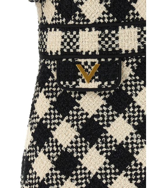 Valentino Garavani Black Damier Tweed Dress