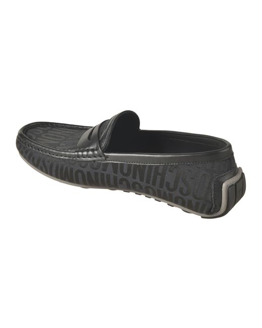 Moschino Black All-Over Logo Loafers for men
