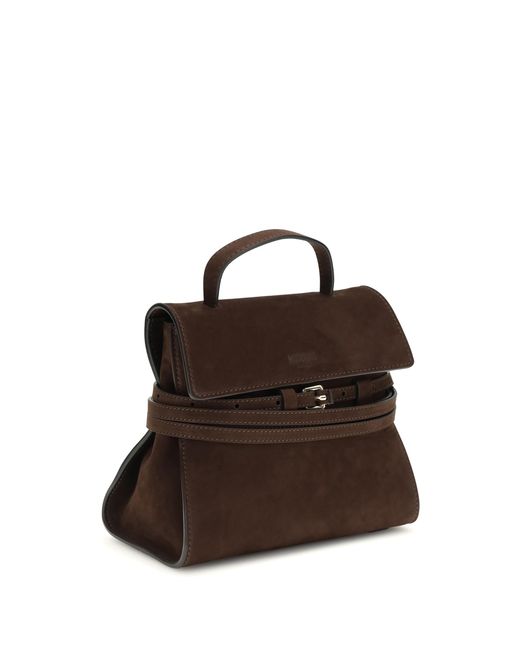 Moschino Brown Handbag Tie Me Calf Leather Handbags