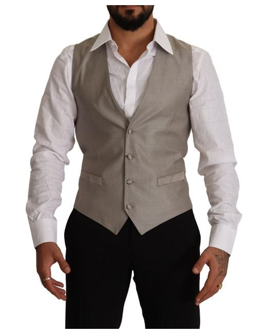 Dolce & Gabbana Brown Wool Single Breasted Waistcoat Vest Virgin Clothing for men