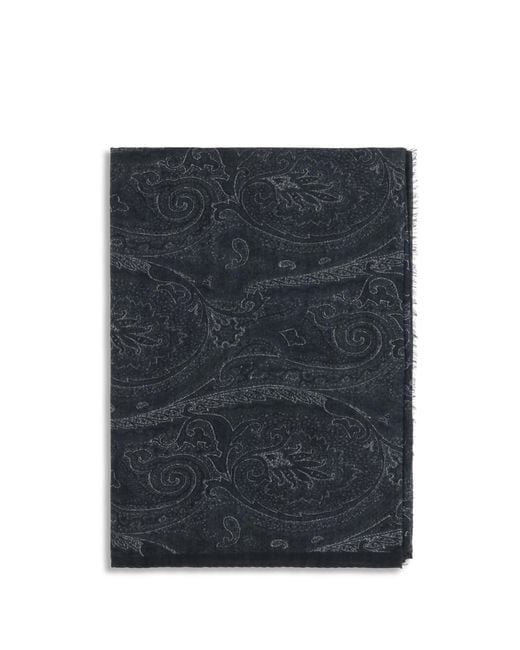 Etro Blue Paisley Scarf Modal; Kashmir/Capra Hircus for men