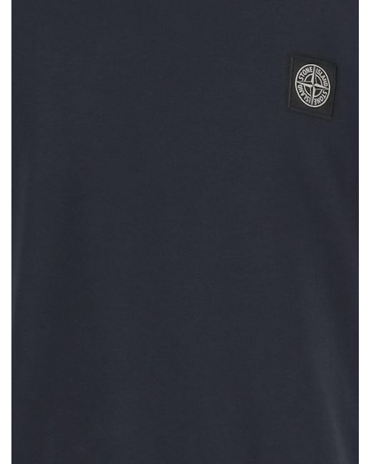 Stone Island Blue T-Shirt Cotton Logo T-Shirts for men