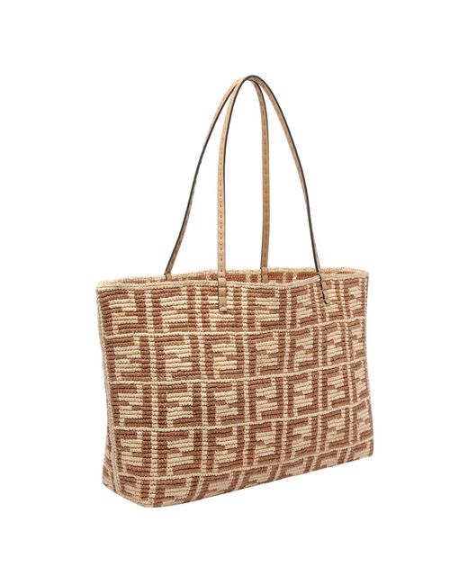 Fendi Metallic Large Roll Rafia Shopping Bag