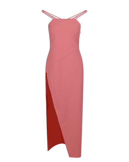 The Attico Pink Fujiko Double-strap Asymmetric Midi Dress