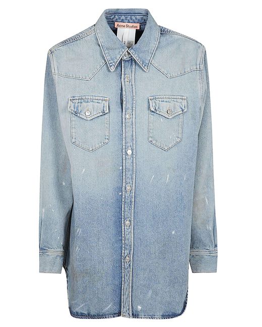 Acne Blue Oversized Vintage Effect Denim Jacket